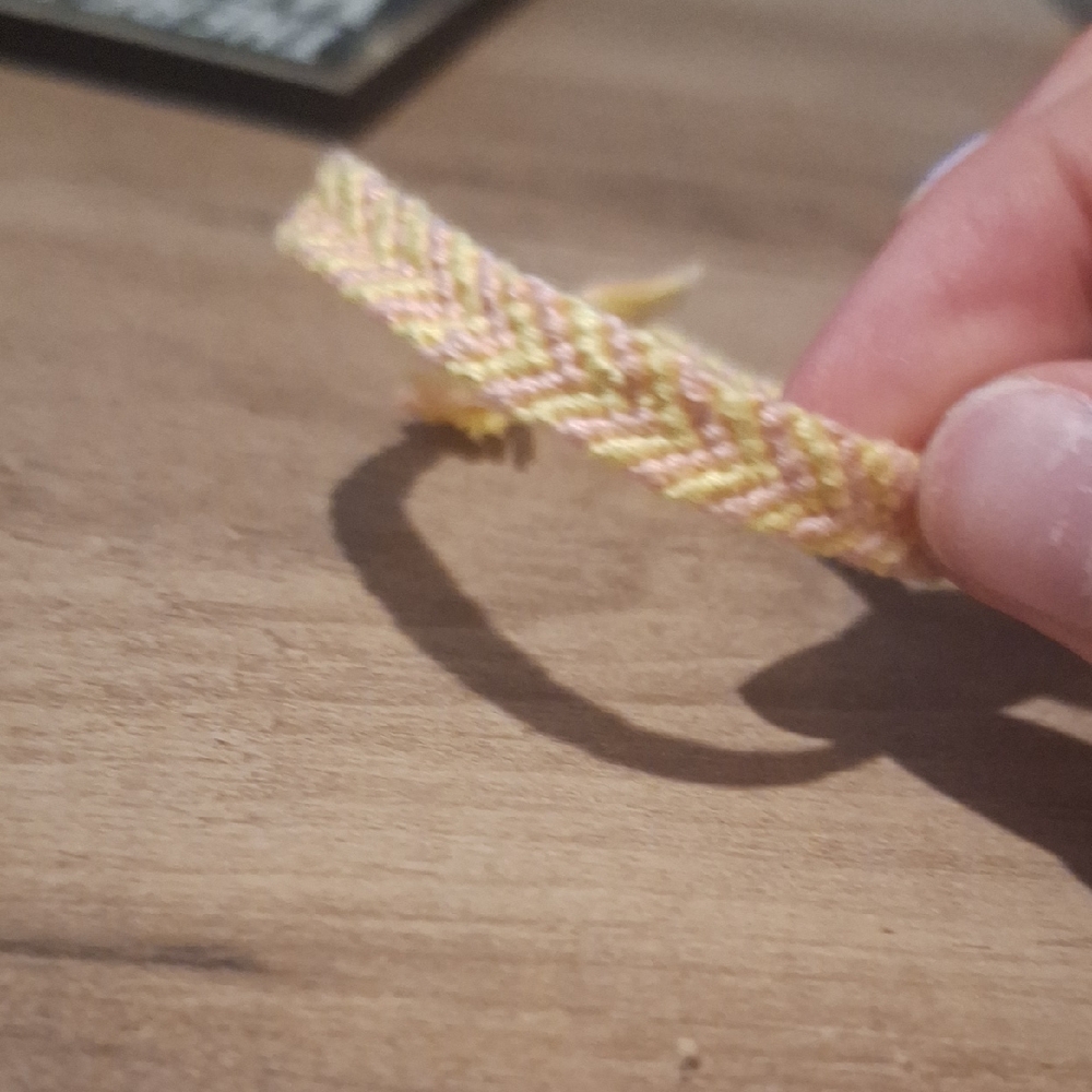 Yellow and Pink Braided Bracelet